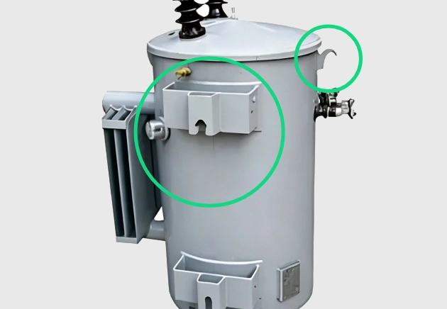 Support Brackets & Lifting Lugs of 100 kVA Pole Mounted Transformer