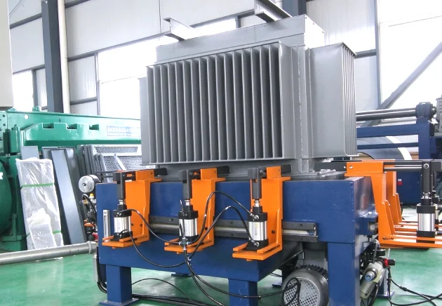 Oil-immersed transformer tank undergoing leak and tightness test using pneumatic clamping pressure testing equipment